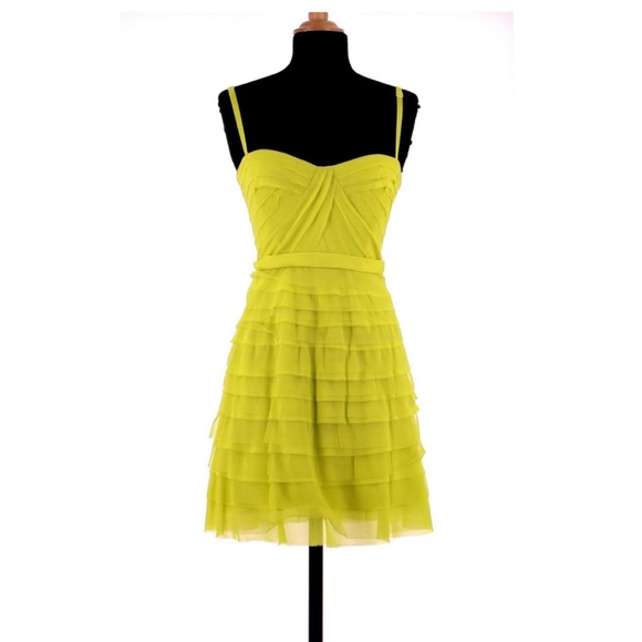 BCBG Max Azria Lime Yellow Cocktail Dress Size 8 - Picture 1 of 4